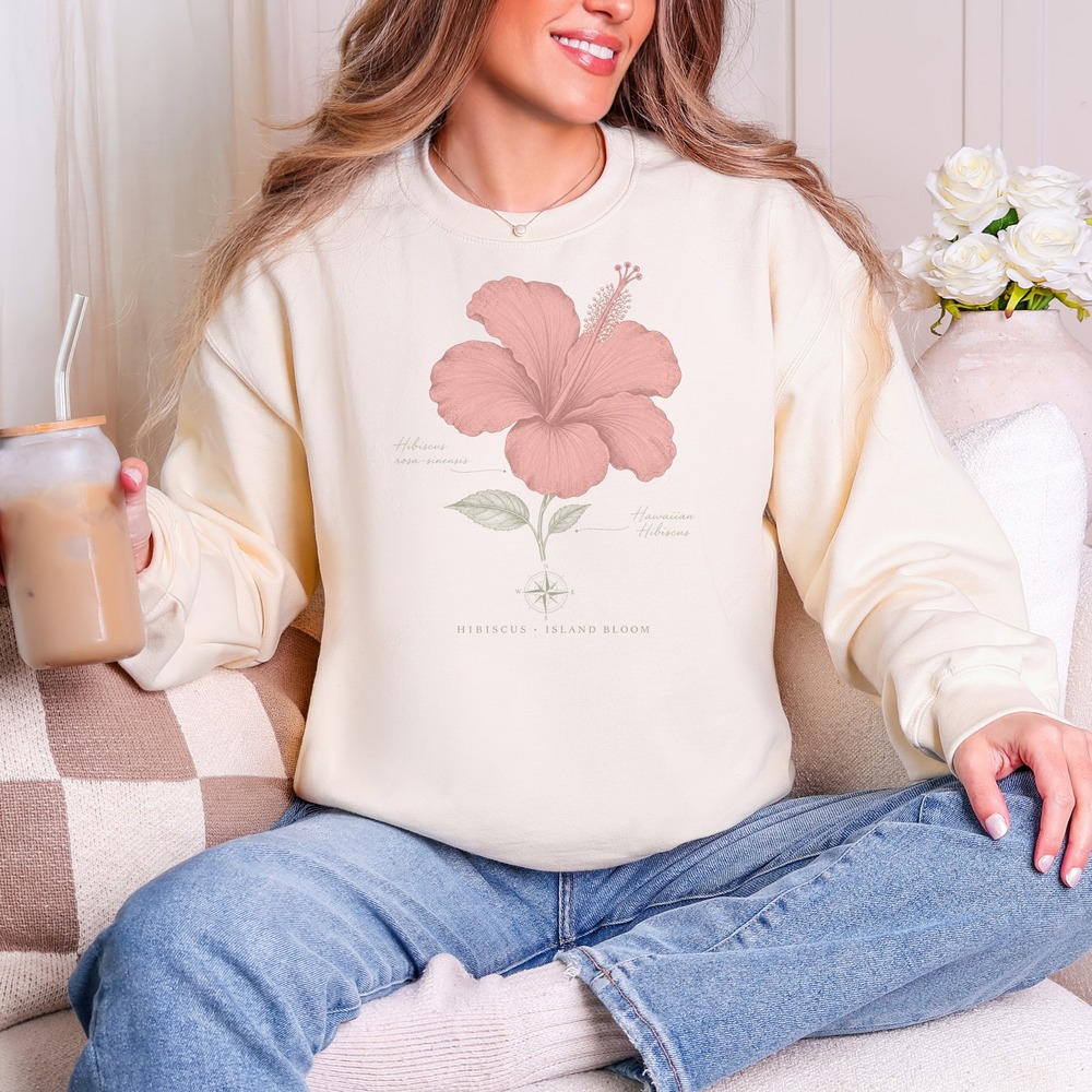 Hawaiian Hibiscus Botanical Chart Sweatshirt